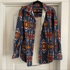 Orvis long sleeve button up with native pattern